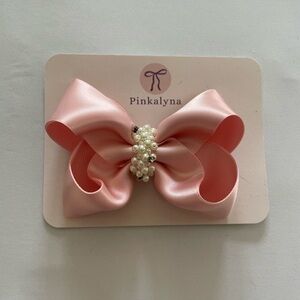 Pinkalyna Pink Hair Bow with Pearl Accent